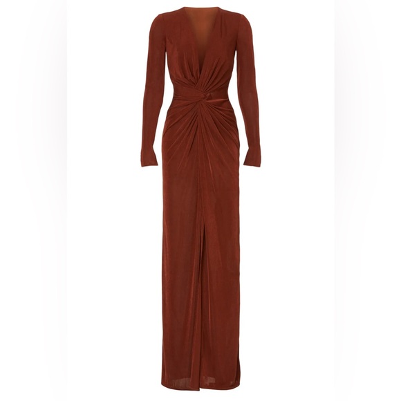 Revolve Katie May In A Mood Brown Long Sleeve Ruched Size Medium Wedding Guest - Picture 3 of 10